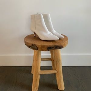 White kitten heel booties